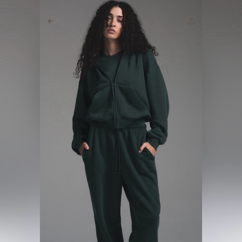 SKIMS VINTAGE FLEECE ZIP UP HOODIE, LIMITED EDITION COLOR CYPRESS, 3X $94, BNWT